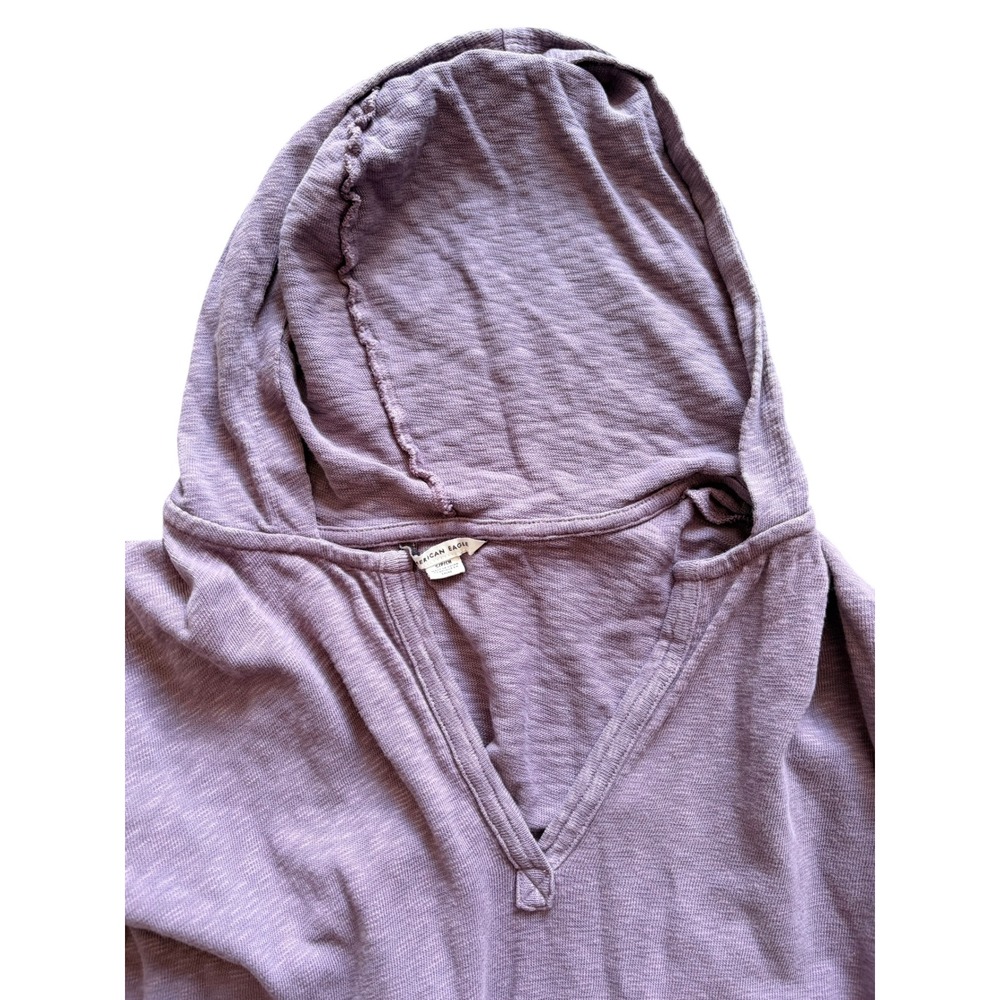 American Eagle Womens Long Sleeve Hooded Romper Purple Slub Knit Small - Picture 4 of 8